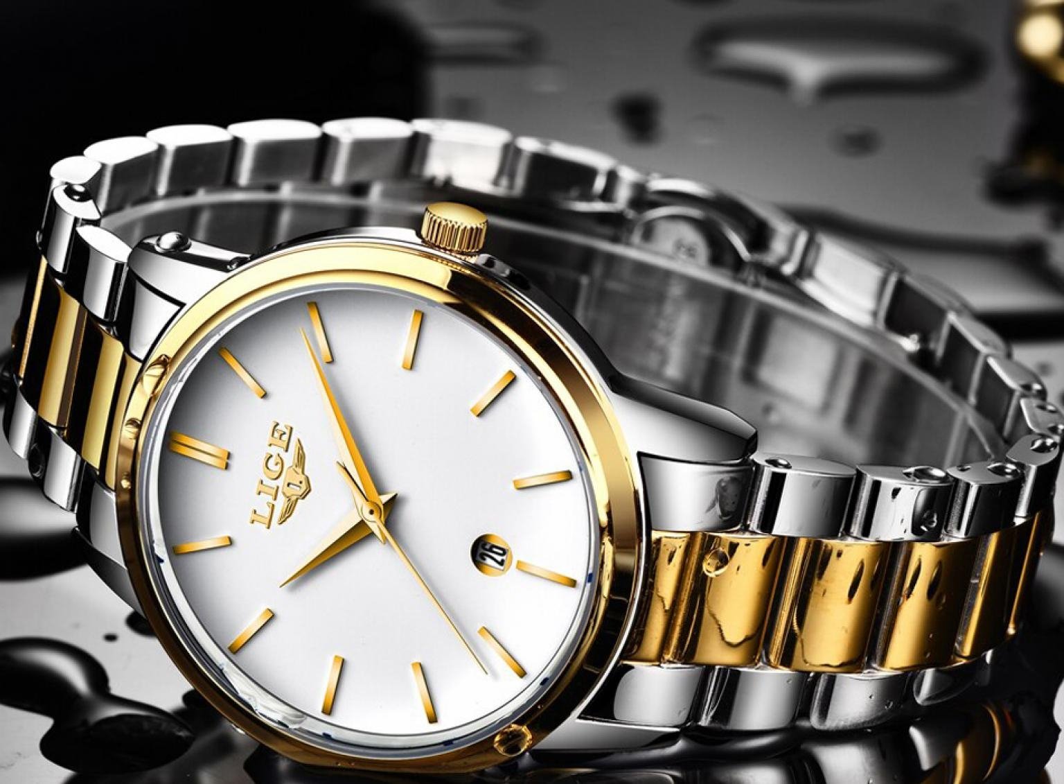 LIGE Original Brand Watch Fashion Men Stainless Steel Quartz Watch Top Brand Waterproof High Quality Watch 